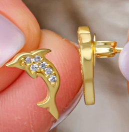 Heliophilia Silver Pendientes de Plata de Ley 925 con Baño de Oro y Circón